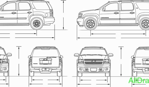 Chevrolet Tahoe (2008) (Шевроле Тахо (2008)) - чертежи (рисунки) автомобиля
